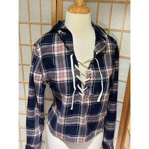 Garage XS Flannel Cropped Hoodie